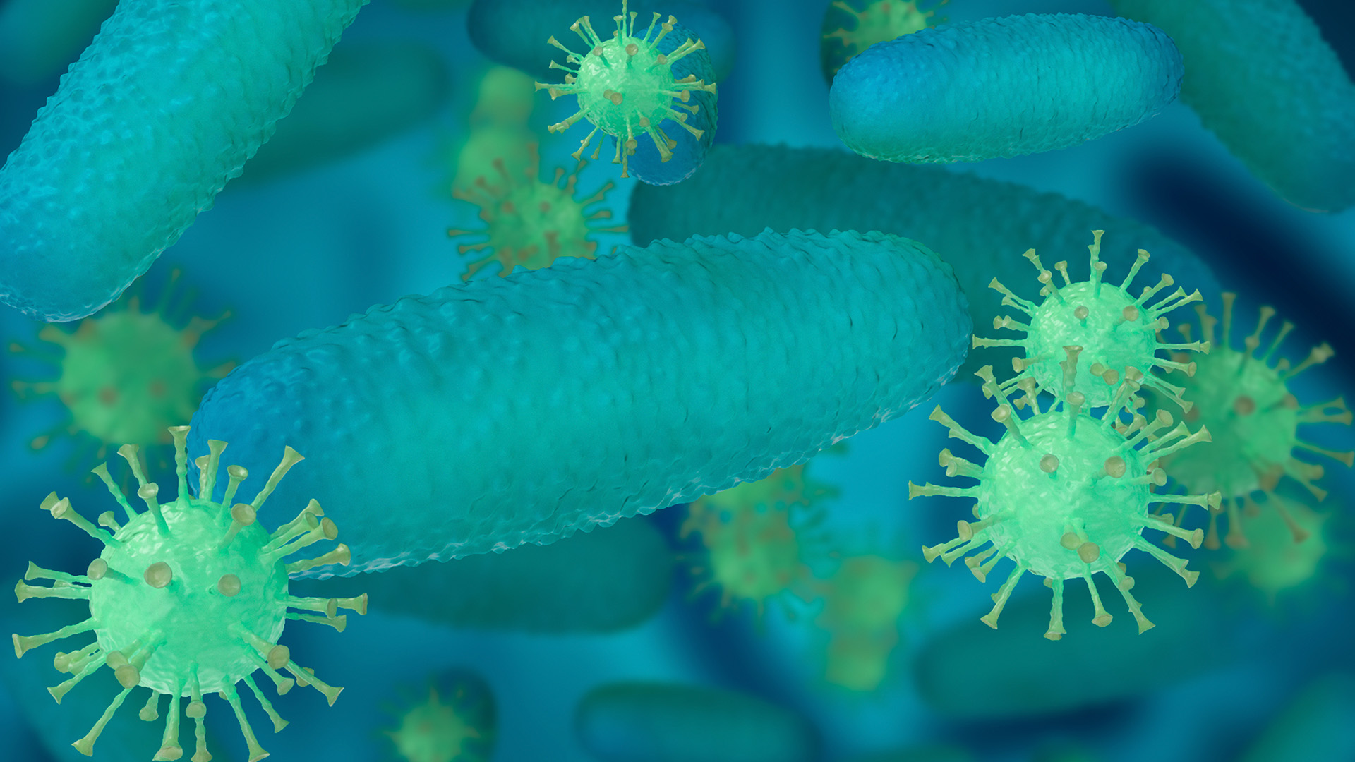 Ilustración de virus en microscopio